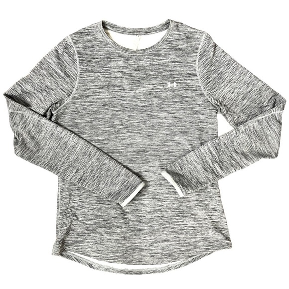 Under Armour Grey Gray Marled Long Sleeve Cold Gear Athletic Sporty Top Large - Picture 3 of 14